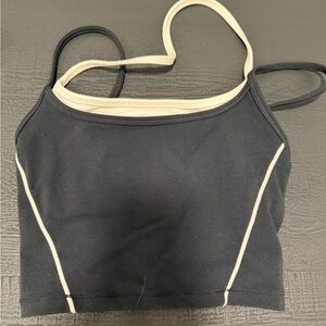 Stylish Black and Cream Sports Bra